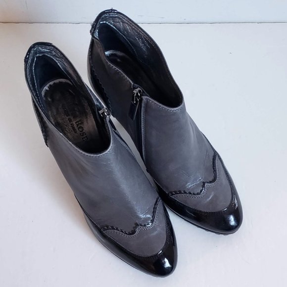 TARYN ROSE Leather Wingtip Booties Heels - Picture 4 of 16